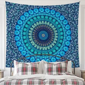 Boho Style Mandala Pattern Tapestry, Psychedelic Peacock Mandala Wall Hanging, Wall Decor for Home Bedroom Living Room
