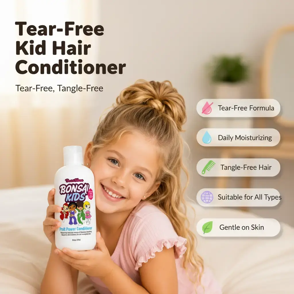 Bonsai Kids Tear-Free Daily Moisturizing Conditioner - Gentle for Toddlers, Promotes Soft Tangle-Free Results for All Hair Types (8 oz)