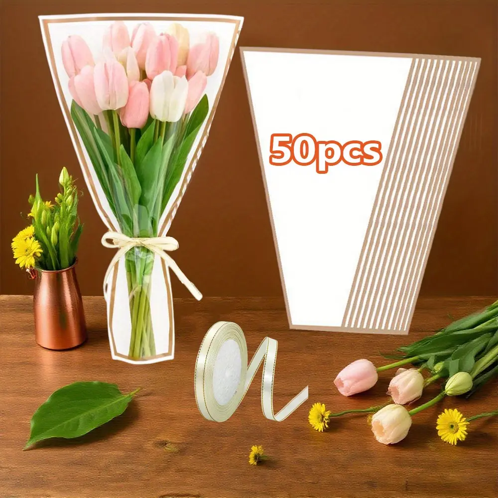 50Pack Flower Wrapping Bags Mother's Day Plastic Floral Packing Sleeves Bouquet Bags Clear Flower Wrapping Sleeves for Valentines Teacher Graduation Wedding Birthday Gift (17.8 x 11.2 x 3.9 inch) - Home Improvement.