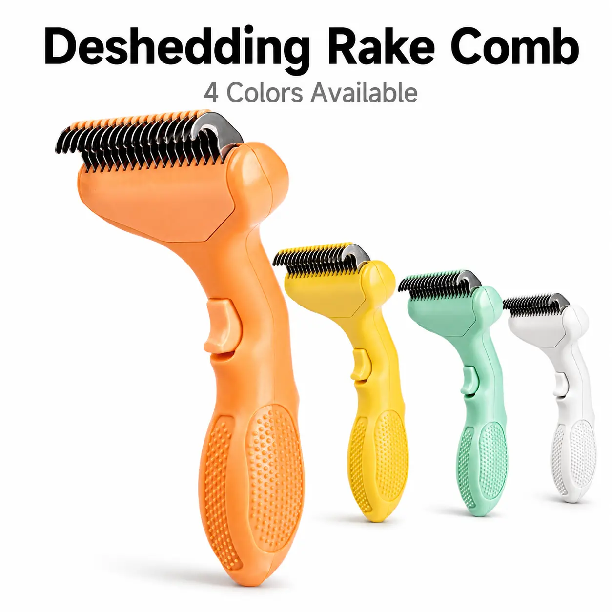 Pet Deshedding Rake Comb for Dogs & Cats - Stainless Steel Undercoat Grooming Fur Removal Tool, Removes Undercoat Hair, Loose Fur, Knots & Tangles, Washable Manual Brush with Steel Glide Teeth for Long/Short Hair Pets, Home Use