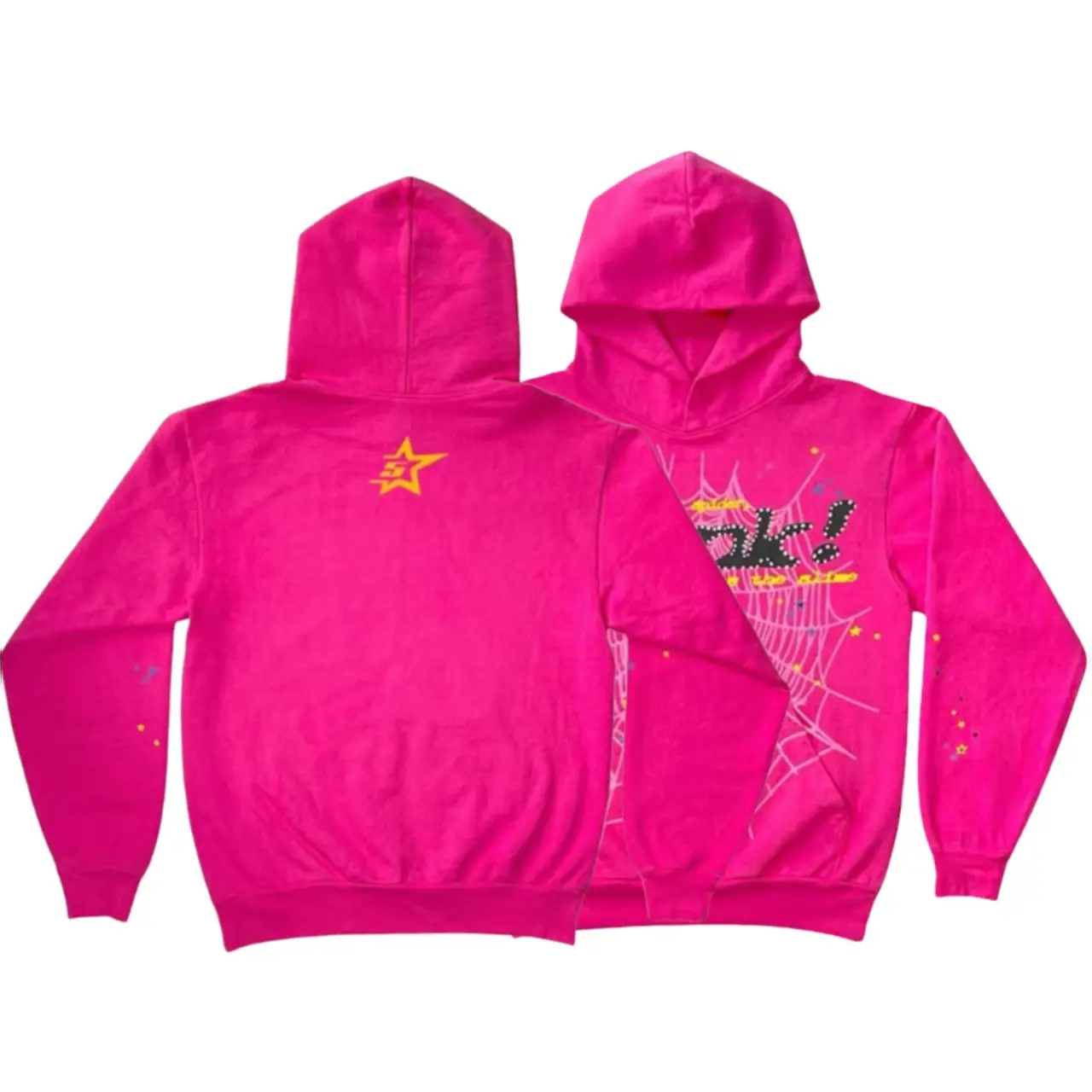 Magenta Men's Casual Unisex Spider & Slime Print Hoodie, Short-Sleeve Fashion Sweater Top Jeans Casual Pullover Sweatshirts Menswear Streetwear Outfits Stylish