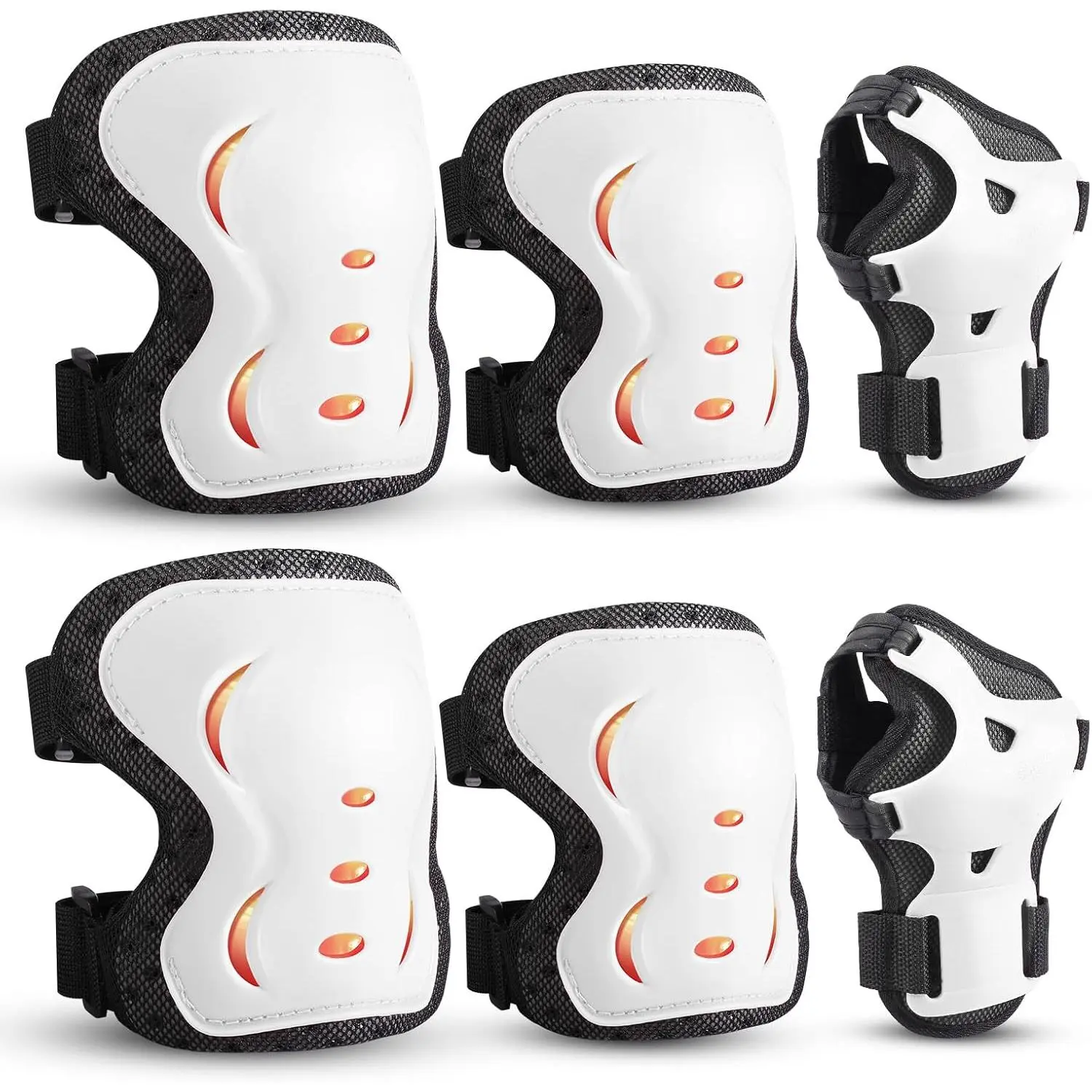 Kids/Youth/Adult Knee Pads Elbow Pads with Wrist Guards Protective Gear Set 6 Pack for Roller Skating Skateboard Cycling Skating Bike Scooter Riding Sports