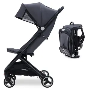 Lightweight Stroller, Compact One Hand Fold Travel Stroller for Airplane Friendly, Reclining Seat and Canopy, Smooth Suspension, Travel System Ready, Black