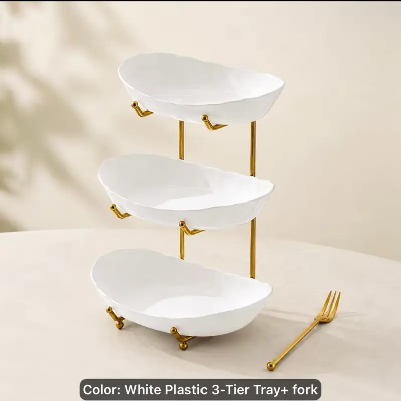 3-Tier Metal Fruit Basket, Classic Household Multifunctional Home Organizer Storage Shelf Basket for Decoration