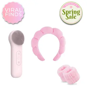 RIKI Radiant & Bubble Headband Bundles - Glow Up, Hair Up - Ultimate Skincare Duo with Dual-Sided Silicone Cleansing Device & Stylish Bubble Headband for Prepping Skin & Securing Style
