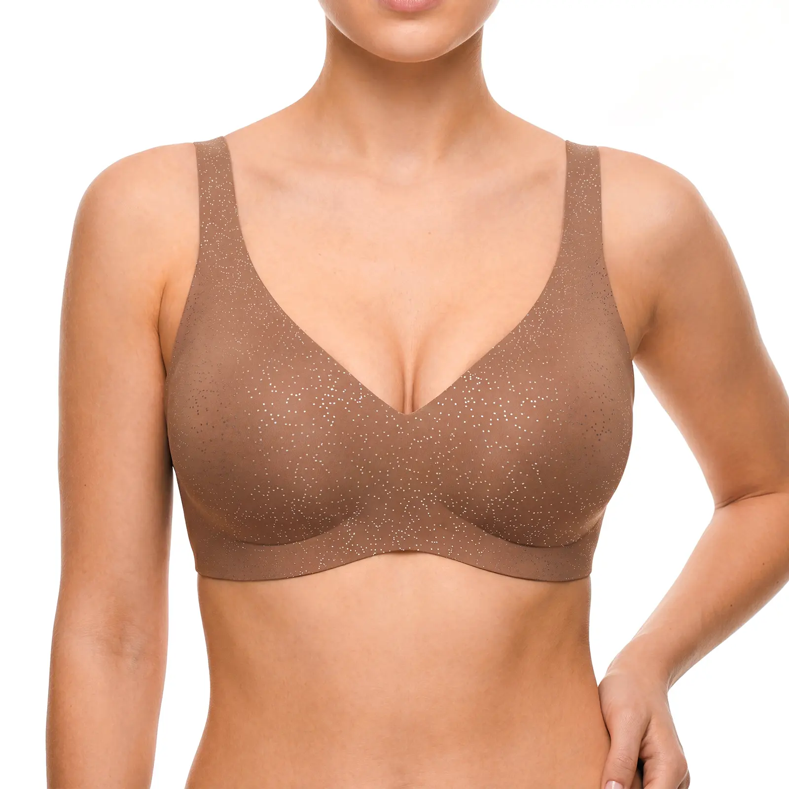 VRCOMFY Jelly Wireless Womens Comfortable Wireless Bras Push Up Bralettes Seamless Tshirts Bras Deep V Everyday Bras