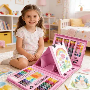 Art Supplies, 208-Piece Drawing Art Kit, Gifts for Kids Girls Boys Teens, Art Set Crafts Case with Double Sided Trifold Easel, Includes Sketch Pads, Crayons, Colored Pencils, Gifts for kids (Pink) tiktokshopspringglowup
