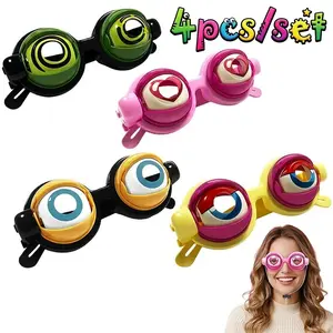 Funny Dynamic Glasses Set, Blinking Eyes, Pull String Design, Four Styles Party Props, Adult Halloween Carnival Birthday Gifts