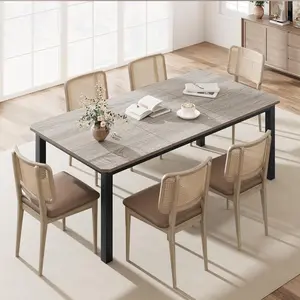 78.7" Long Rectangle Dining Table for 6-8 People, Industrial Wood Dinner Table (Only Table) (Light Grey)