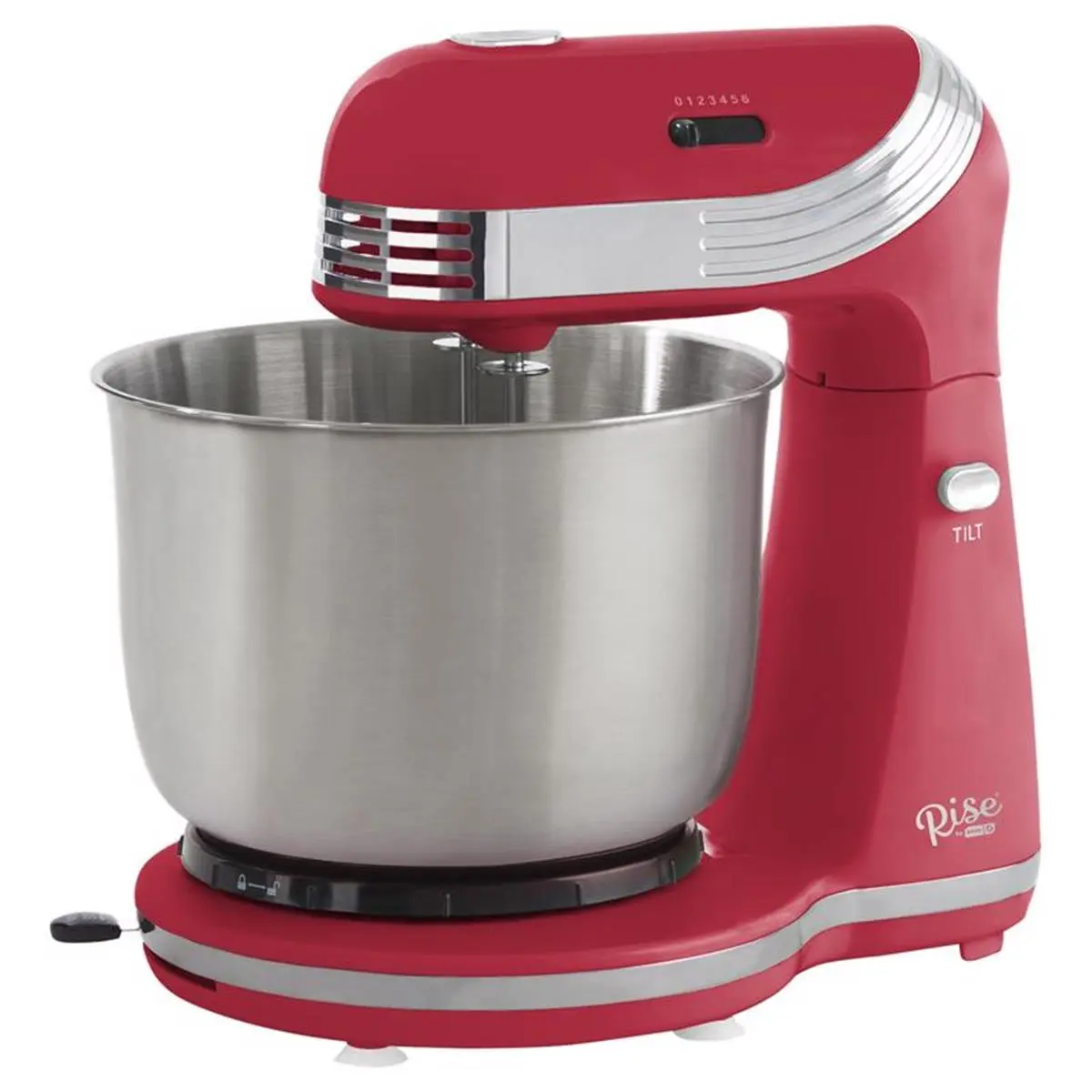 Retro Variable Speed Stand Mixer - 3 qt., 6-Speed, Red, Dough Hook Attachment, 120V Plug, Tiltable Head, ETL Listed, 10.5 in. Height, 250 W, Easy to Clean, 1 Year Warranty for Everyday Baking Projects, Kitchen Supplies, Kneads Dough