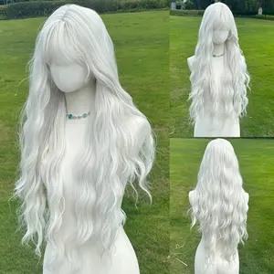 SMILCO/28Inch Platinum Long Water Wave With Bangs Synthetic Wig/SM517