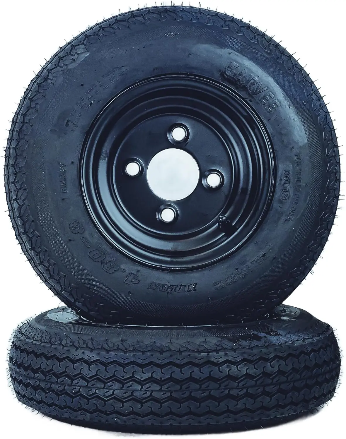 2PCS Trailer Tire on Black Rims 4.80-8 480-8 4.80x8 Trailer Tires w/4 Lug on 4" PCD ,6PR Load Range C For for Utility / Boat / Camper Trailers