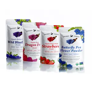 Ancient Choice - The Ancient Choice Collection - 4-Pack Bundle | Butterfly Pea Flower Powder 4 oz., Strawberry Powder 4 oz., Dragon Fruit Powder 4 oz., and Wild Blueberry Powder 4 oz. | USDA Organic, Non-GMO, Vegan, Gluten-Free | Natural Food Coloring