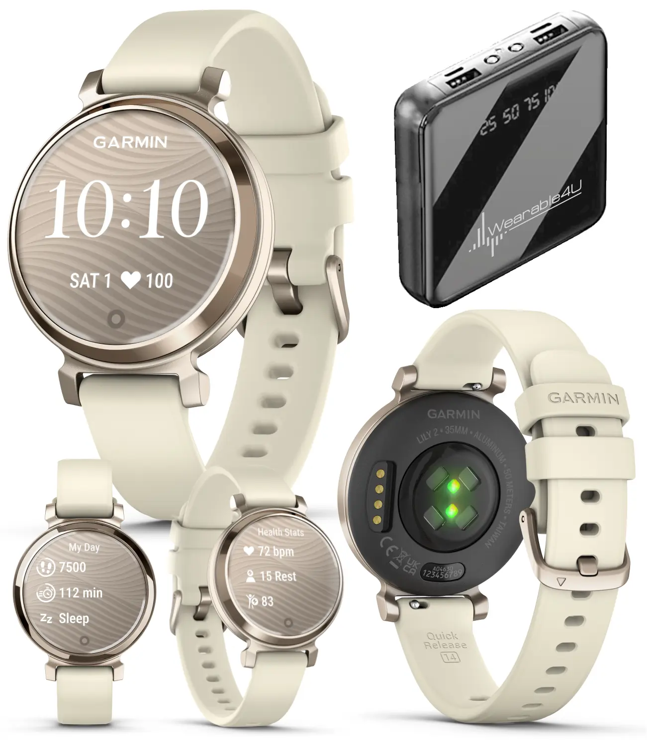 Garmin Lily 2 Women's Small Stylish Wearable GPS Wristwatch - Fitness & Running Tracker, Silicone Compatible, Up to 5 Days Battery Life, Health & Wellness Monitoring