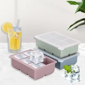 Silicone Ice Cube Trays 3 Pcs Large Size Silicone Ice Cube Molds, Leak Proof Removable Lid Square Ice Cube Tray, BPA Free for Cocktail, Whiskey, Home Bar Accessories, Stackable Flexible