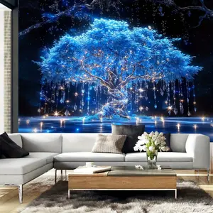 1 Sheet, Extra Large Diamond Tree of Life Tapestry - Vivid Polyester Wall Hanging for Living Room, Bedroom, Office and Party Decoration - Easy Installation