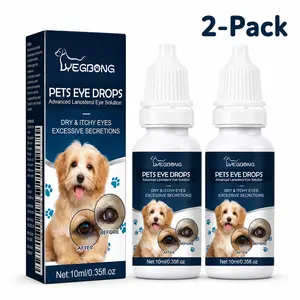 [2-Pack] Universal Pet Eye Care Drops - Safe for Dogs & Cats - Relieve Dry Itchiness, Remove Tear Stains, Clean Discharge, Gentle & Non-Irritating (Suitable for Rabbits, Guinea Pigs)