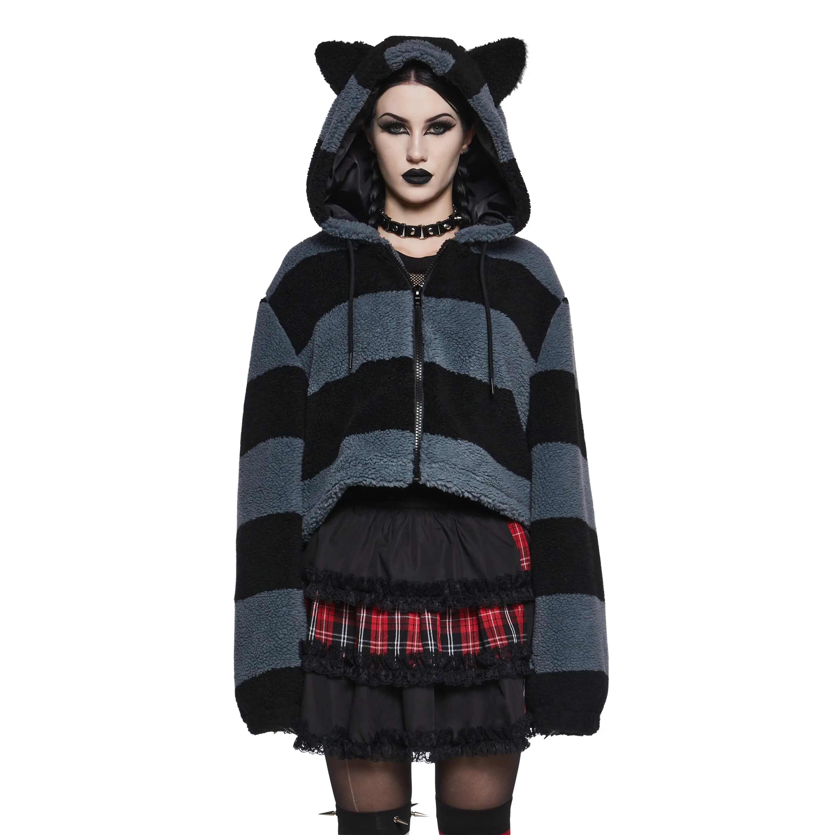 Black Cat Energy Hooded Sherpa Jacket