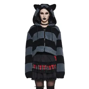 Black Cat Energy Hooded Sherpa Jacket