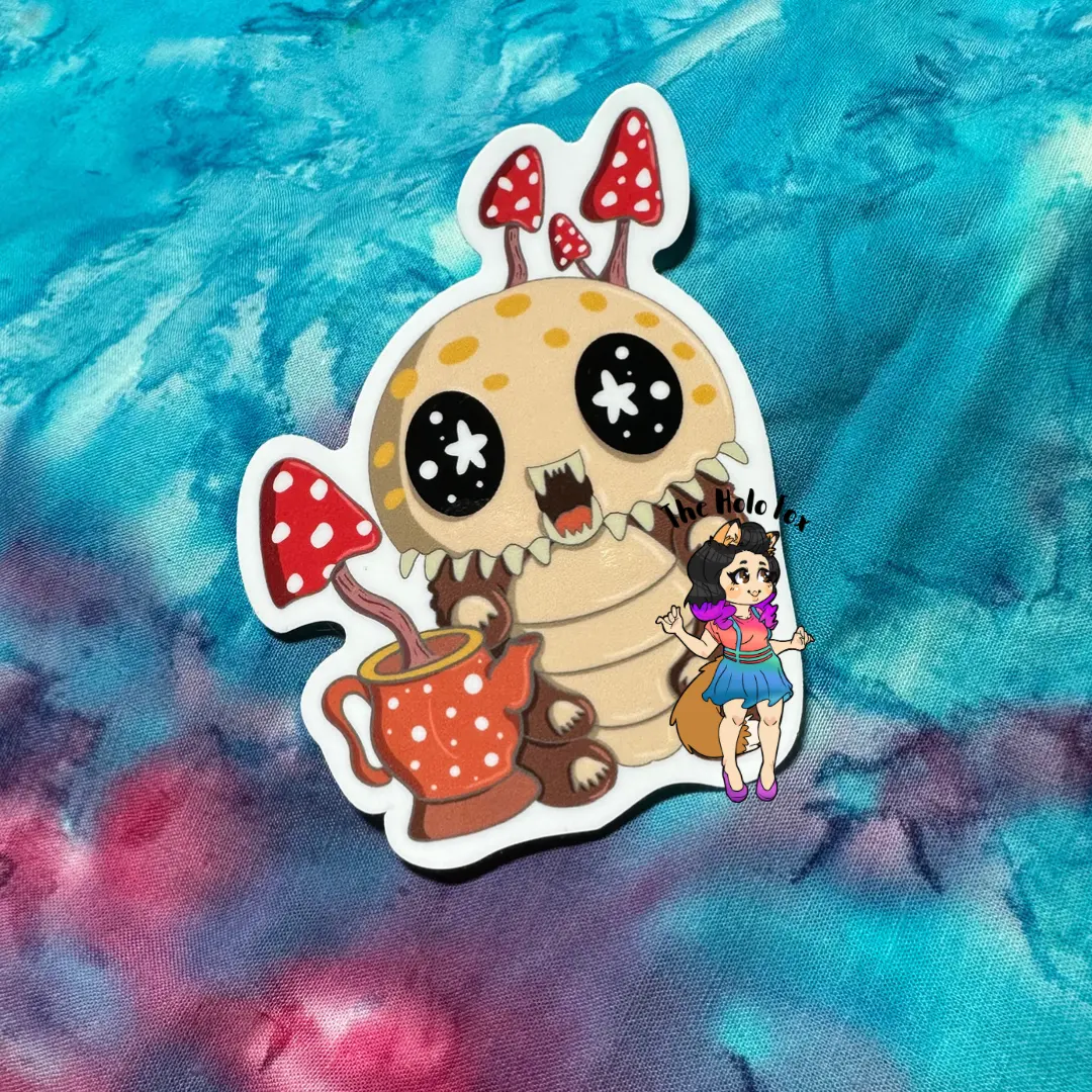 Death worm cryptid sticker, cute chibi