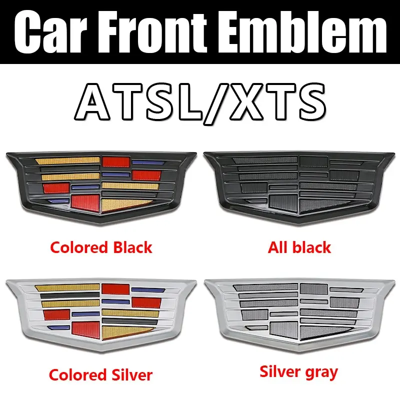 Cadillac Ats-L Xts Front Grille Emblem & Rear Trunk Badge Replacement Set, Premium Quality Car Accessories, Easy Installation, Car Decorations, Automotive Vehicle Accessory