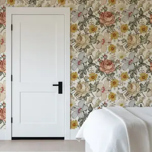Chamomile Rose Hibiscus Flower Vintage Wallpaper