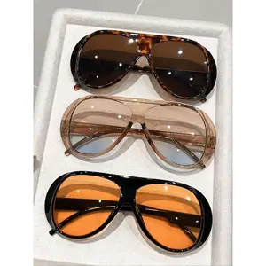 Unisex 3PCS Oversize Modern Sunglasses Set - PC Frames, Decorative Lens, Fashionable Versatile Protective Eyewear for Outdoor Sports, Cycling
