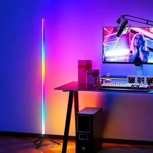RGB LED Corner Floor Lamp with Music Sync, 20 Color Modes, Scene Changing, Ambiance Standing Light for Living Room, Bedroom, Gaming Room, Bedside