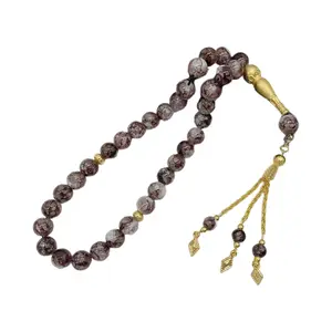 Elegant Black Glass Tasbih 33 Bead Islamic Prayer Rosary for Men and Women