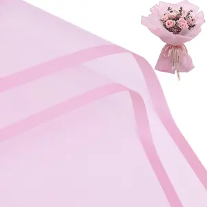 Pink Flower Wrapping Paper, Florist Bouquet DIY Craft  Floral  Box Packaging Material with Pink Border