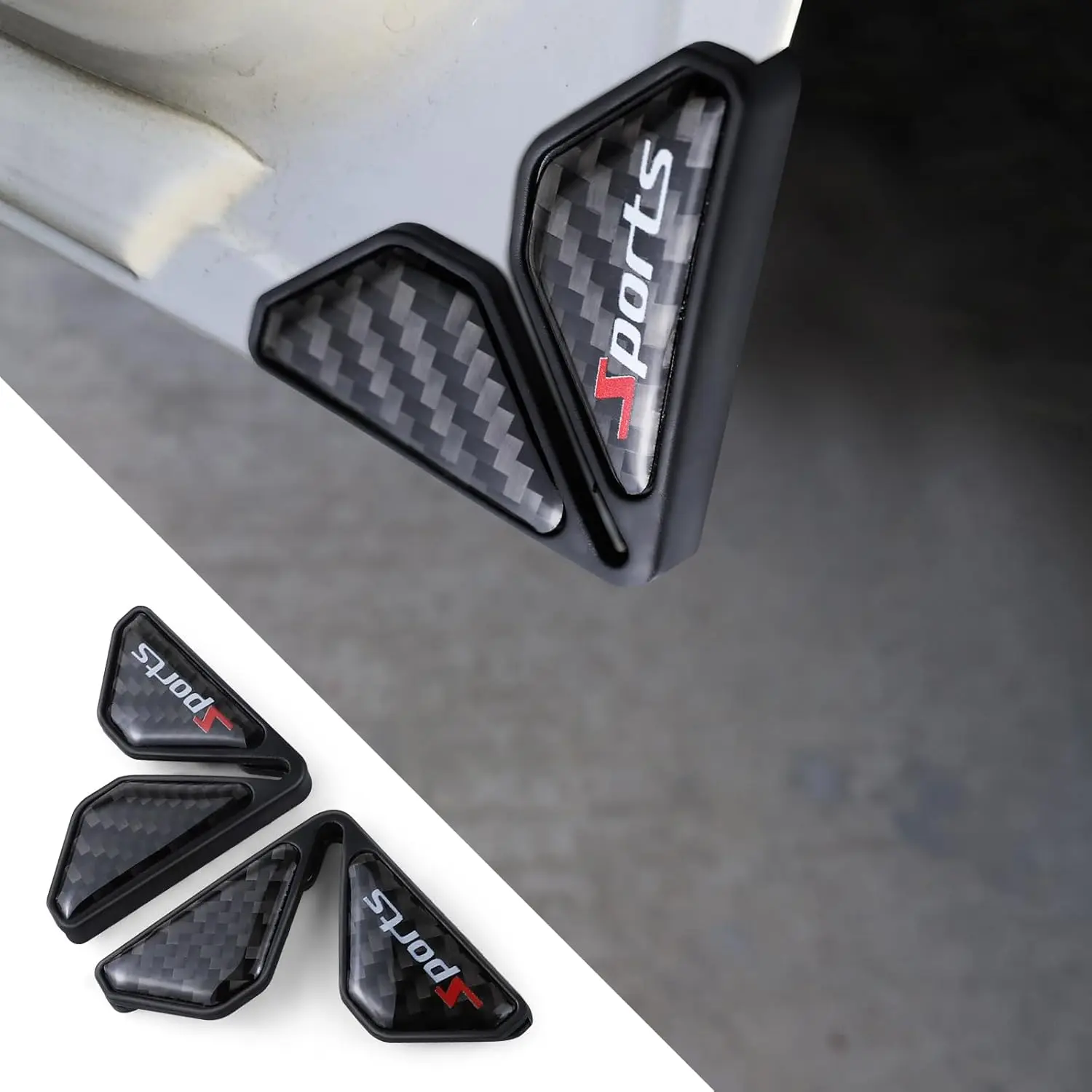 PCS Car Door Corner Guards, Carbon Fiber Auto Front Door Edge Guards, AntiCollision Car Door Corner Protector Sticker, Universal Car Accessories Decoration (Black Sport)