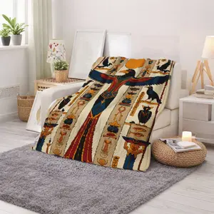 Ancient Egyptian Themed Hawk and Hieroglyphics Print Blanket for Home and Office Use Perfect for History Enthusiasts and Art Lovers Ideal Gift for Thanksgiving Christmas and New Year Holidays Cozy Throw for Living Room and Bedroom Decoration