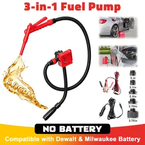 5 GPM Cordless Fuel Transfer Pump Compatible with DeWalt 20V & Milwaukee 18V Batteries,【Battery NOT Included】, Portable Gas Can Pump with 51" Hose, 5 Adapters, Gas Pump for Diesel, Gasoline fathersdaygift