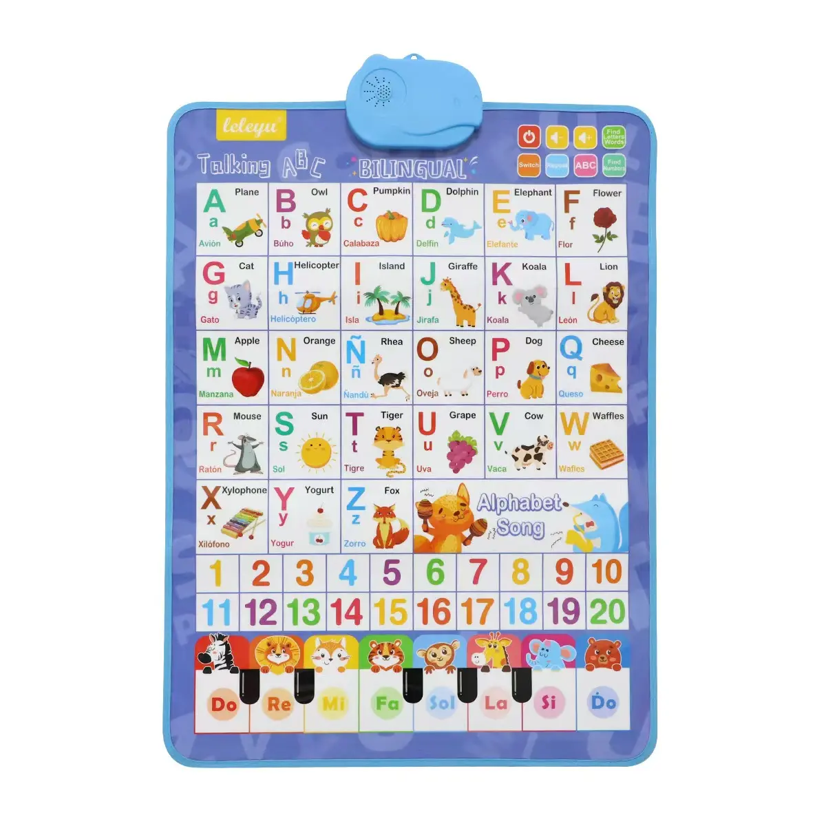 Spanish-English Bilingual 27-Letter Sound Board, Multifunction Preschool Learning Tool, Electronic Digital Education Device, Children's Early Education Alphabet Learning Chart, Learning Materials
