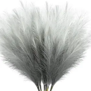 6-Pcs 35.43-inch Faux Pampas Grass Large Tall Fluffy Artificial Flower Set Fake Flower for Black Bathroom Decor Boho Decor Living Room Decor for Floor Vase Filler Farmhouse Home Wedding Decorations Home Decor Accessory Decorative Flowers