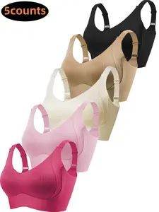 5-Pack Comfortable Seamless Bras for Women, Wire-Free Design for Everyday Wear, Maximum Comfort and Support