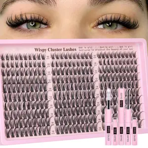 Lash Clusters Kit Lashes Natural DIY Lash Extension Kit 10-16mm Cluster Eyelash Extensions Kit 300pcs C Curl Individual Lashes Cluster Eyelash (No Tweezers) Makeup Cosmetic