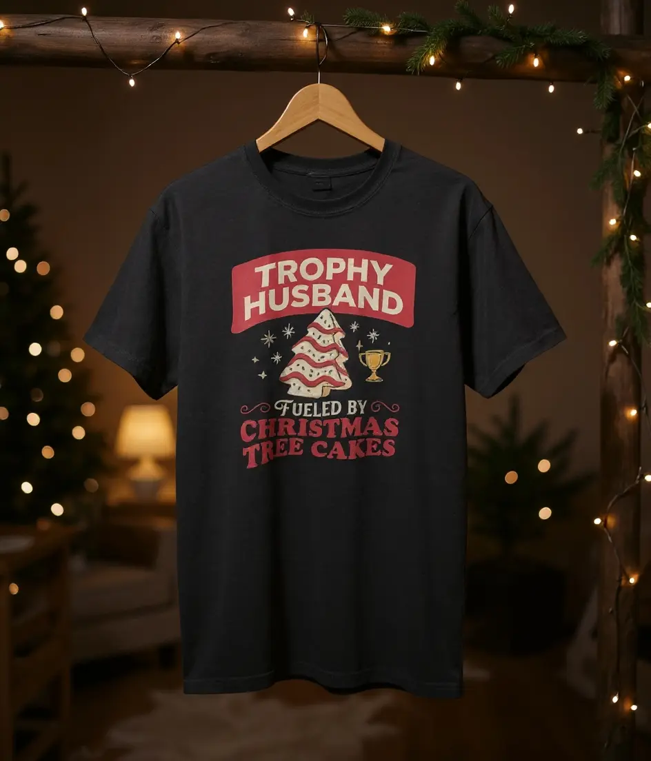 Trophy Husband Christmas Fueled by Christmas Tree Cakes Tshirt
