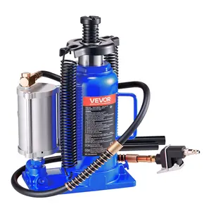 VEVOR Air Hydraulic Bottle Jack,  20 Ton (44092 lbs) Capacity, 10.2-19.5 Inch Lifting Range, Pneumatic/Manual Heavy Duty Welded Bottle Jack with Pump for Car, SUV, Pickup, Truck, RV, Auto Repair, Blue