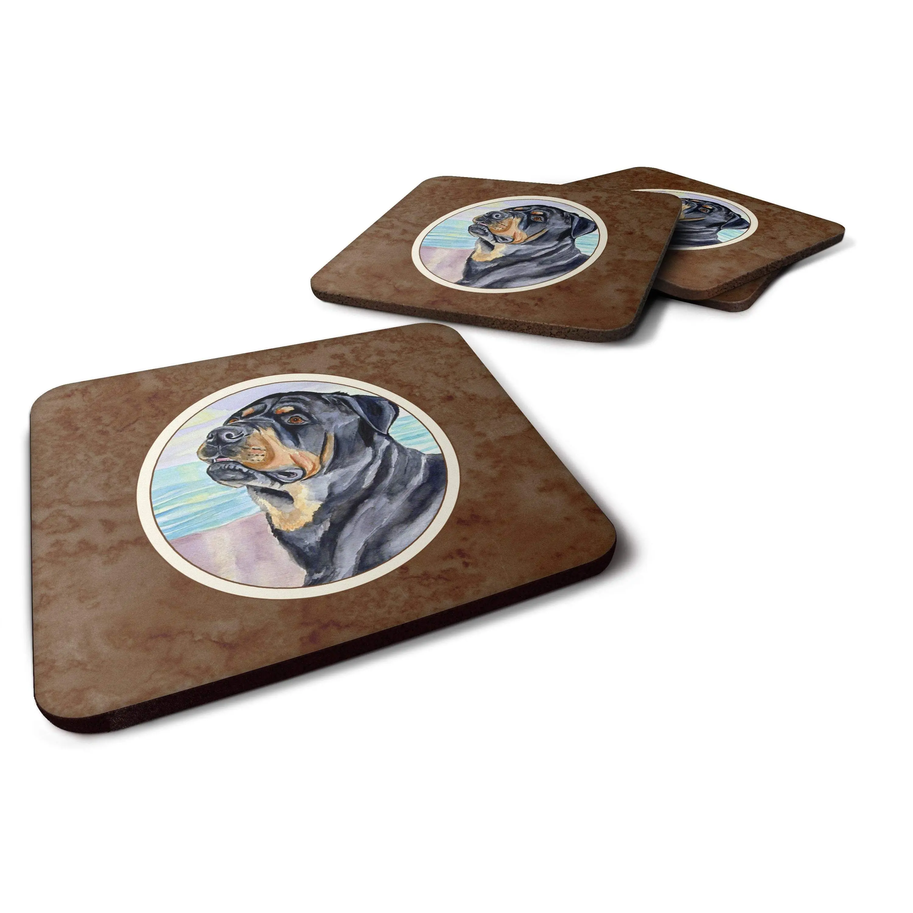 Rottweiler Foam Coaster Set, 4-Piece Tableware (Model 7107FC)