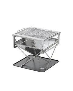 Snow Peak Takibi Fire & Grill Set - Portable Stainless Steel Fire Pit with Clear Design and Durable Base