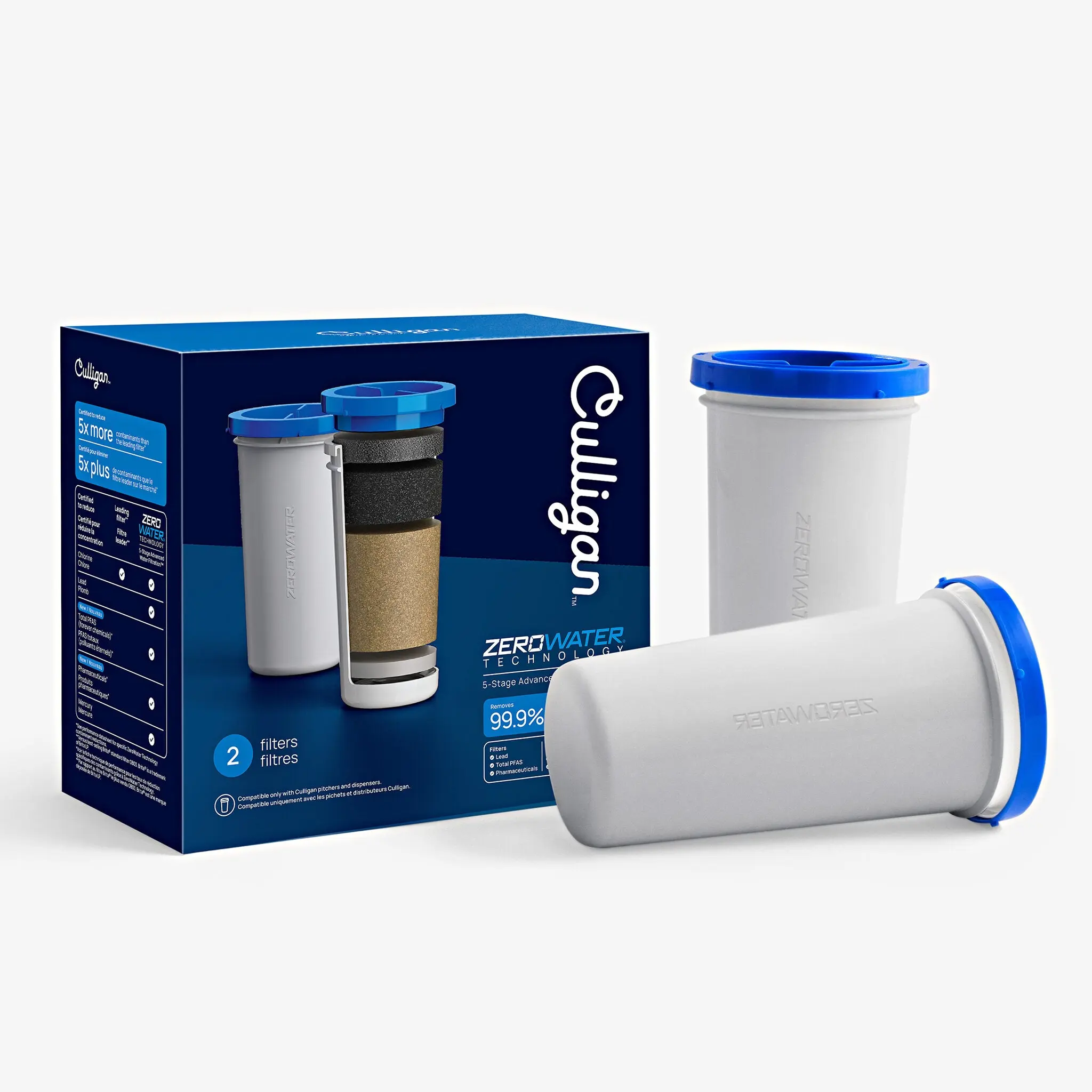 Culligan Water Filter Cartridge with ZeroWater Technology, Advanced Filtration, PFAS Reduction