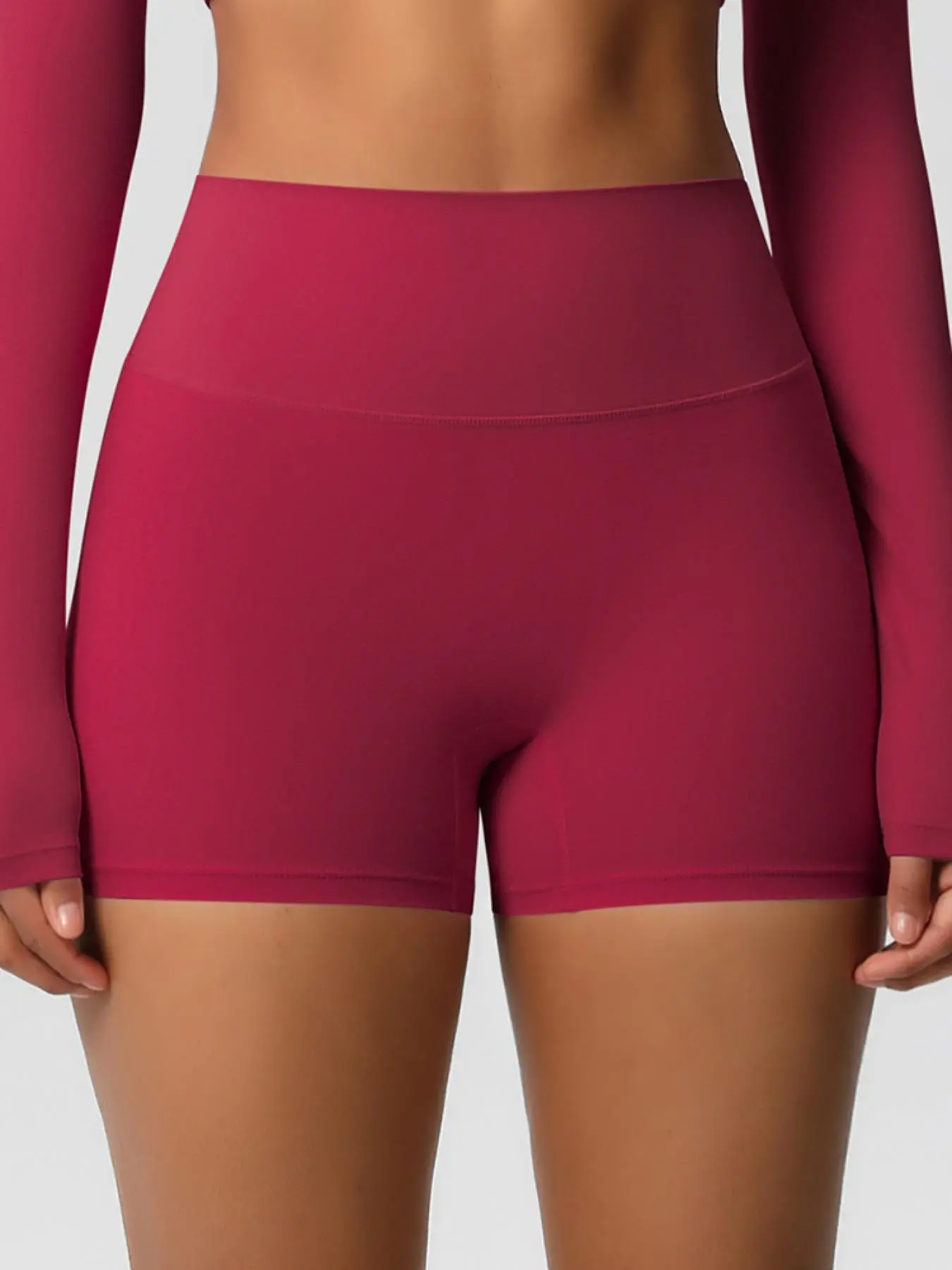 Women's Solid Color High Waist Sports Shorts, High Waisted Shorts, High Stretch Breathable Tummy Control Butt Lifting Yoga Shorts