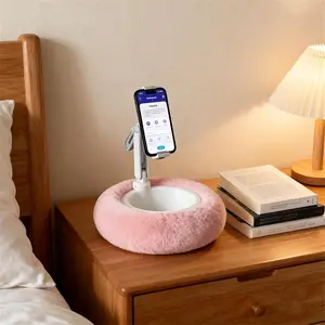 Chill Nest Phone Holder, Phone Holder Snack Bowl Fluffy, Cozy 360° Adjustable Phone Stand, Reading Cradle Dock With Snack Storage, For Hands-Free Viewing, For Smartphone & Tablet (Pink)