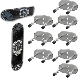 8 Packs Silver Aluminum Skateboard Deck Display Wall Mount with Two Screw Holes for Horizontal Storage and Vertical Floating Display of Skateboard Decks