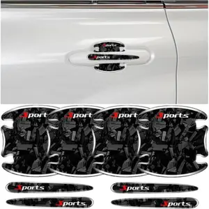 8-Piece Sport Carbon Fiber Car Door Handle Protector Stickers, Epoxy Resin Carbon Texture Decals for Door Protection, Sport Look Universal Fit for Toyota RAV4, Ford Bronco, 3-Minute Easy Installation,summervibes
