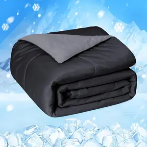 Cooling Comforter Japanese-Sided Cold Tech Cooling Blanket for Night Sweats Hot Sleepers, Q-Max 0.45 Soft Breathable Lightweight Black Summer Comforter King