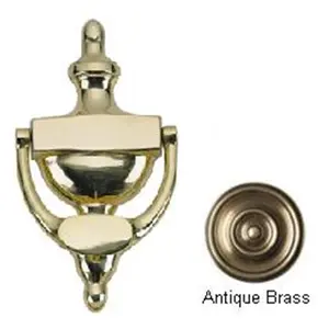 212 MAIN Colonial-Style Decorative Reproduction Door Knocker, 8 in., Antique Brass Finish