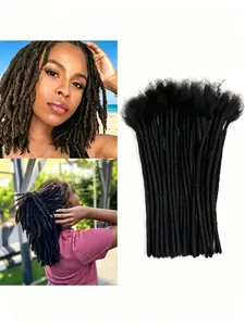 30 Strands Human Hair Braiding Hair Extensions - 0.6 Inch Thin Dreadlock Extensions, Unisex, Soft & Comfortable, Can Be Dyed & Bleached, Handmade Crochet Braids for Daily & Party Style, Boho Braids Human Hair