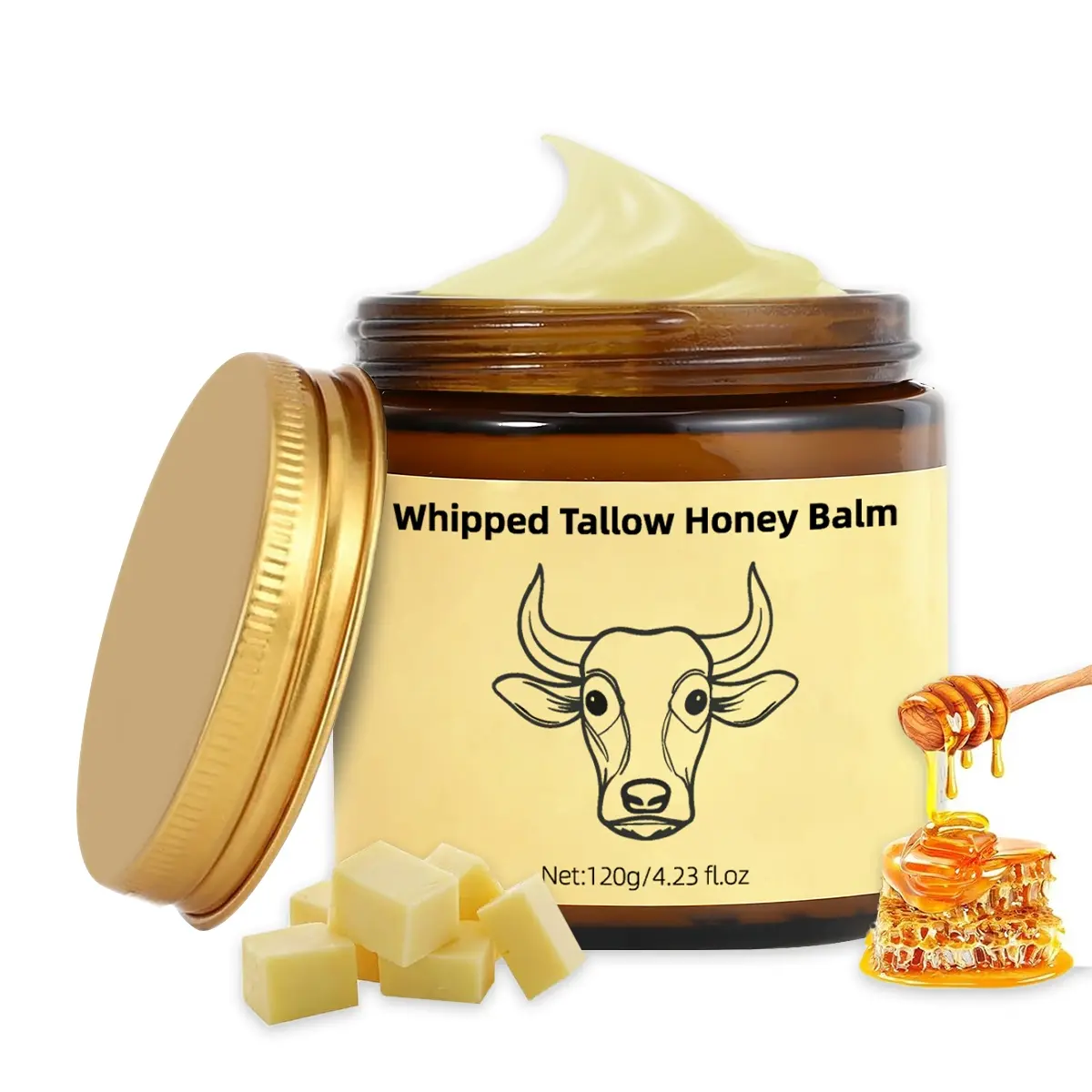 Bee Wax Honey Lip Balm & Body Moisturizer, Body Care, Daily Deep Hydration for Dry Skin, Soothing Repair, Non-Toxic Moisturizing Beauty Cream, Single Item, Hydrating